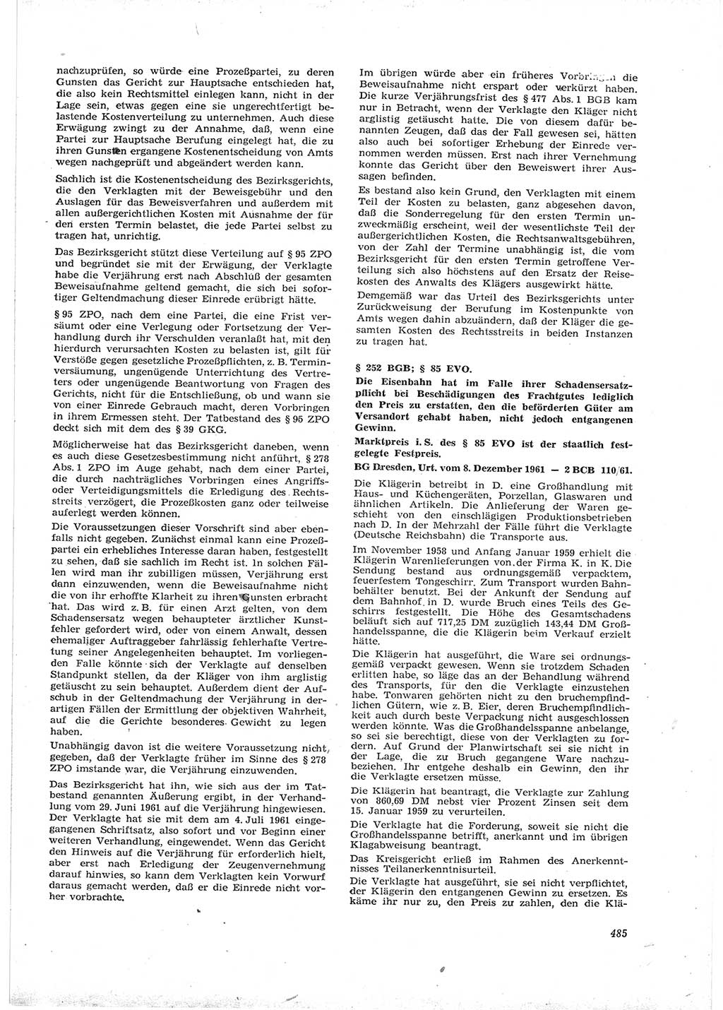 Neue Justiz (NJ), Zeitschrift für Recht und Rechtswissenschaft [Deutsche Demokratische Republik (DDR)], 16. Jahrgang 1962, Seite 485 (NJ DDR 1962, S. 485)