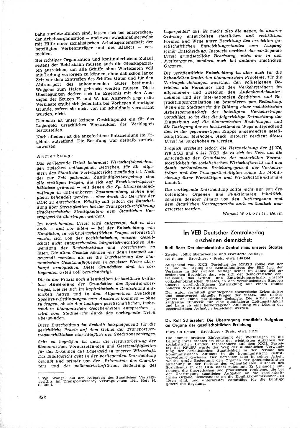 Neue Justiz (NJ), Zeitschrift für Recht und Rechtswissenschaft [Deutsche Demokratische Republik (DDR)], 16. Jahrgang 1962, Seite 488 (NJ DDR 1962, S. 488)