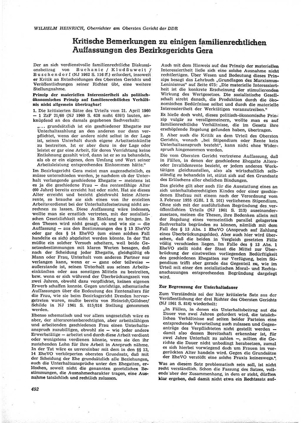Neue Justiz (NJ), Zeitschrift für Recht und Rechtswissenschaft [Deutsche Demokratische Republik (DDR)], 16. Jahrgang 1962, Seite 492 (NJ DDR 1962, S. 492)
