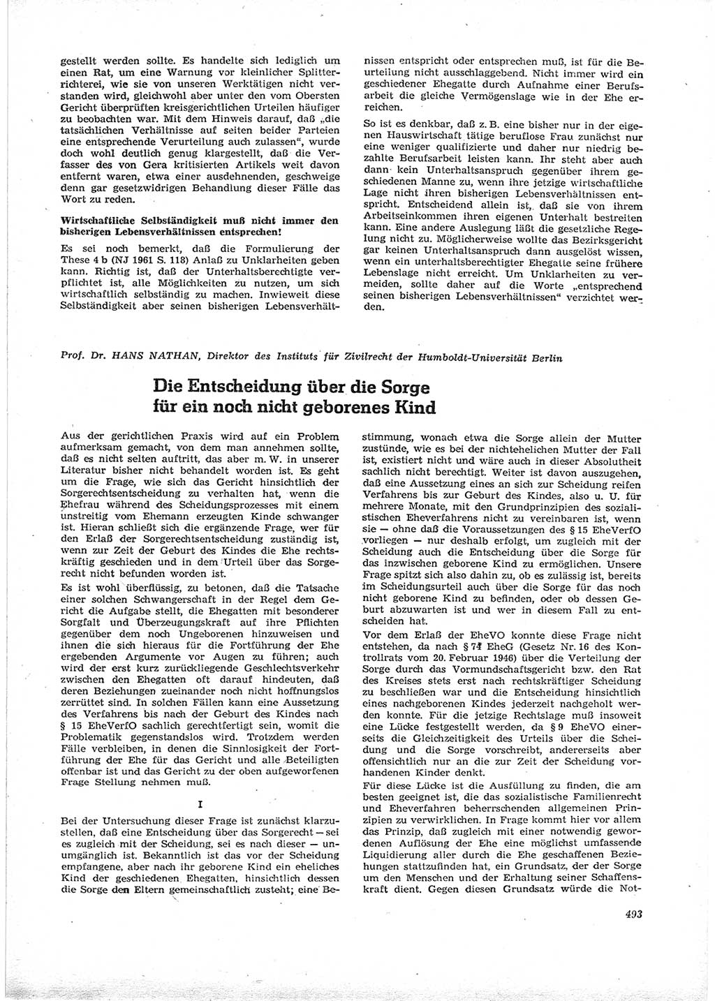 Neue Justiz (NJ), Zeitschrift für Recht und Rechtswissenschaft [Deutsche Demokratische Republik (DDR)], 16. Jahrgang 1962, Seite 493 (NJ DDR 1962, S. 493)