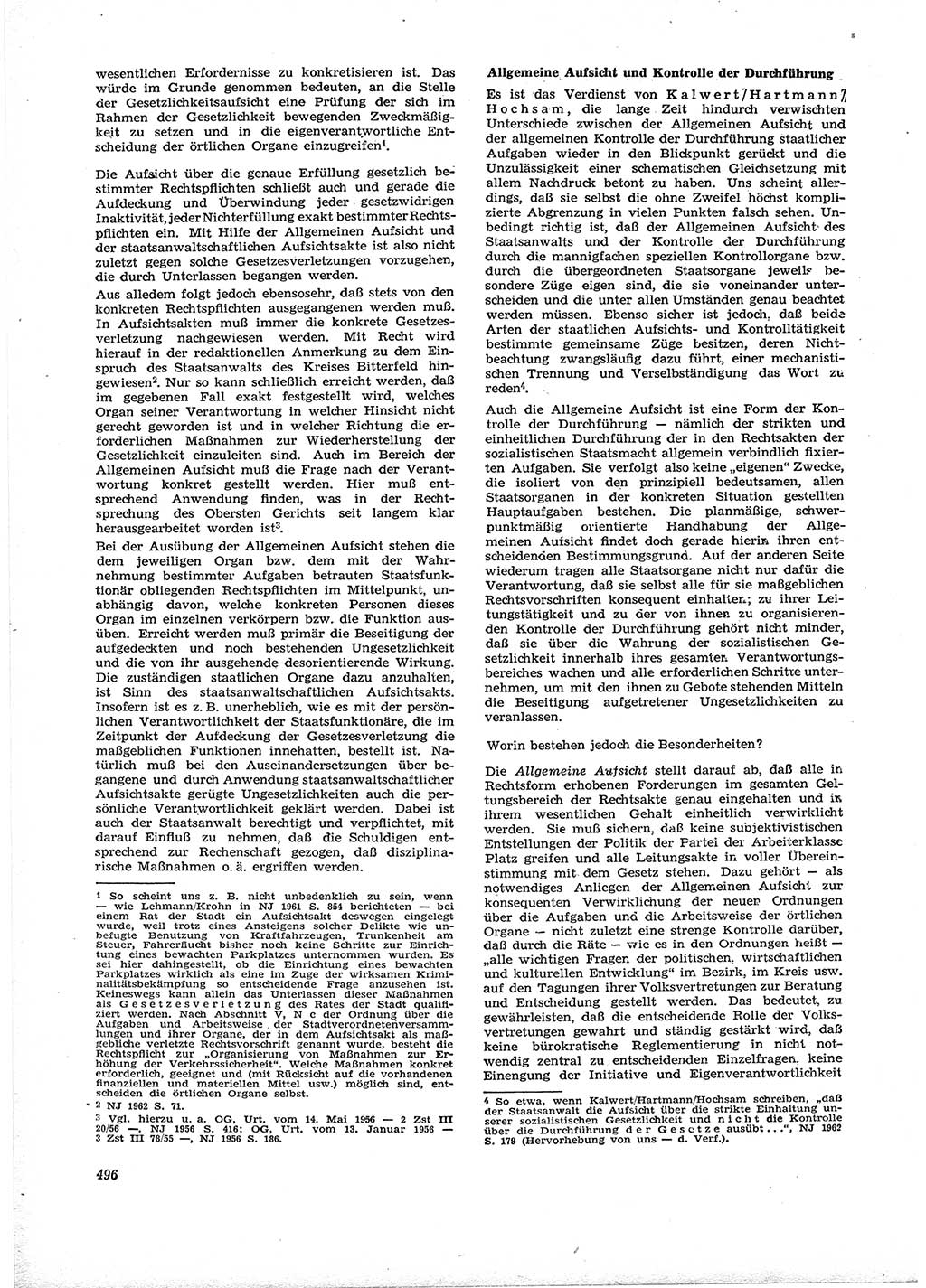 Neue Justiz (NJ), Zeitschrift für Recht und Rechtswissenschaft [Deutsche Demokratische Republik (DDR)], 16. Jahrgang 1962, Seite 496 (NJ DDR 1962, S. 496)