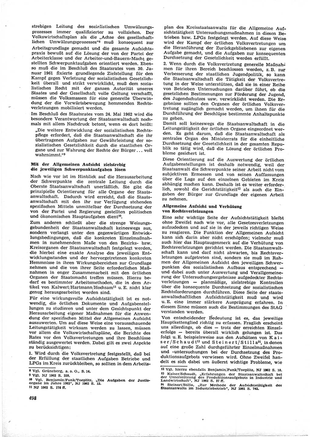 Neue Justiz (NJ), Zeitschrift für Recht und Rechtswissenschaft [Deutsche Demokratische Republik (DDR)], 16. Jahrgang 1962, Seite 498 (NJ DDR 1962, S. 498)