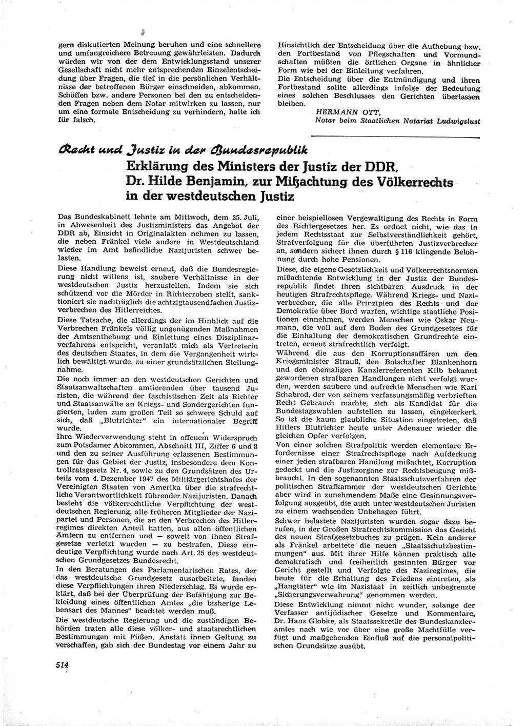 Neue Justiz (NJ), Zeitschrift für Recht und Rechtswissenschaft [Deutsche Demokratische Republik (DDR)], 16. Jahrgang 1962, Seite 514 (NJ DDR 1962, S. 514)