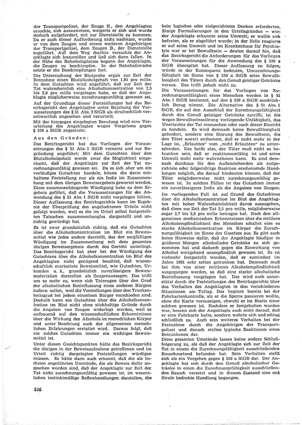 Neue Justiz (NJ), Zeitschrift für Recht und Rechtswissenschaft [Deutsche Demokratische Republik (DDR)], 16. Jahrgang 1962, Seite 516 (NJ DDR 1962, S. 516)