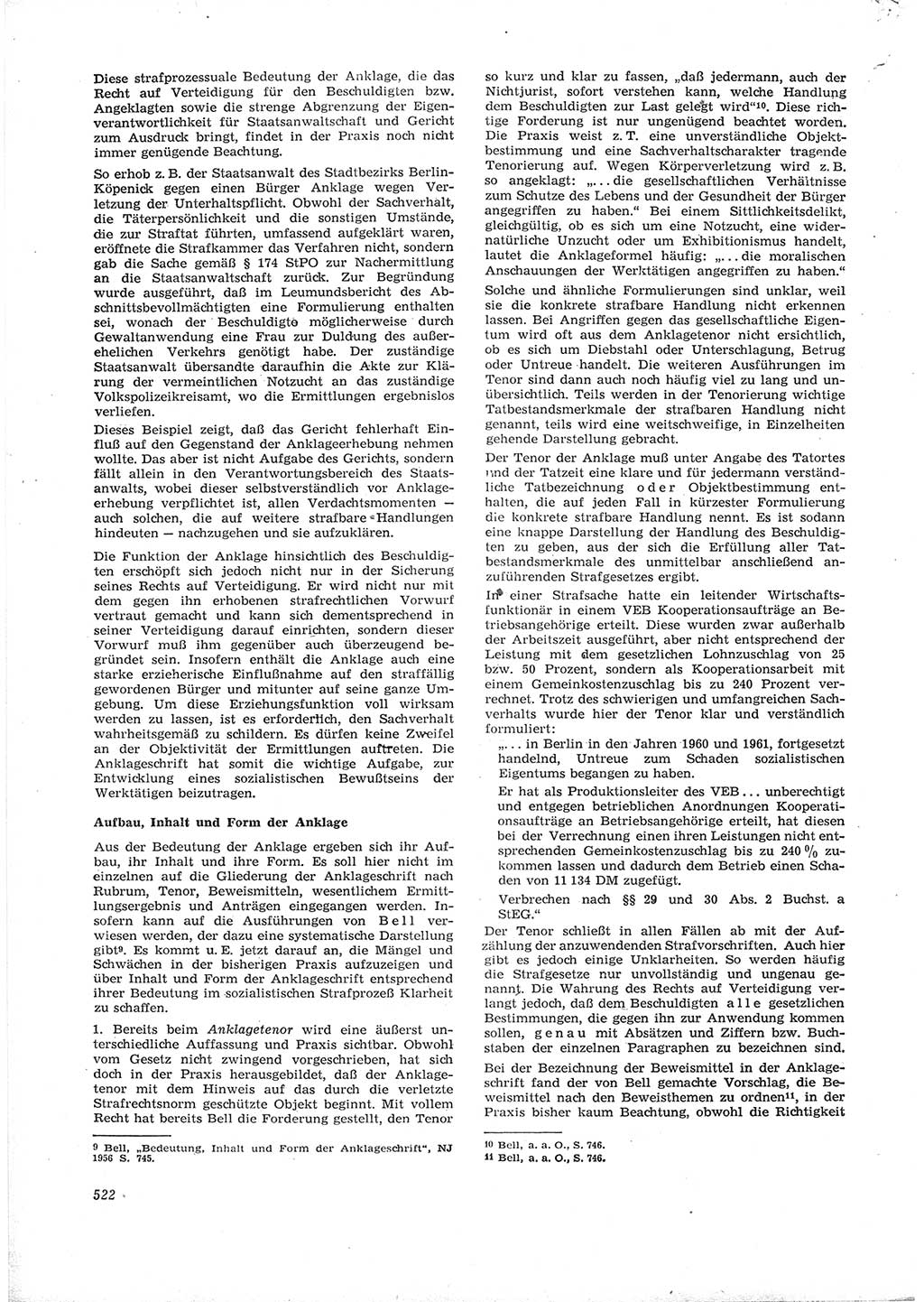 Neue Justiz (NJ), Zeitschrift für Recht und Rechtswissenschaft [Deutsche Demokratische Republik (DDR)], 16. Jahrgang 1962, Seite 522 (NJ DDR 1962, S. 522)