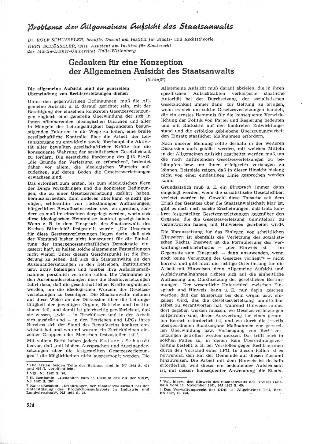 Neue Justiz (NJ), Zeitschrift für Recht und Rechtswissenschaft [Deutsche Demokratische Republik (DDR)], 16. Jahrgang 1962, Seite 534 (NJ DDR 1962, S. 534)