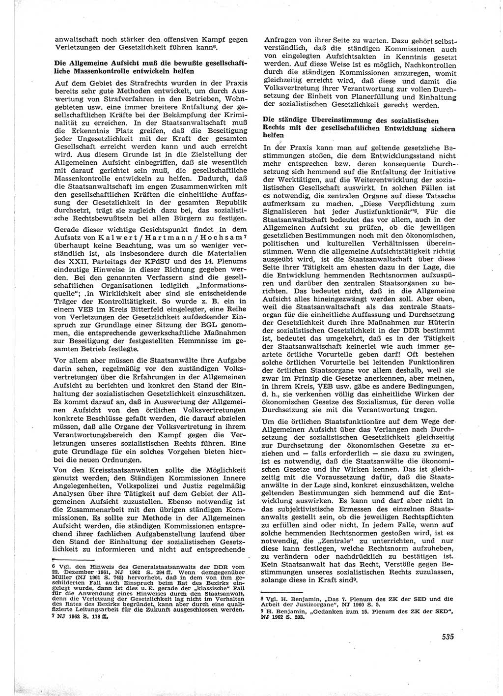 Neue Justiz (NJ), Zeitschrift für Recht und Rechtswissenschaft [Deutsche Demokratische Republik (DDR)], 16. Jahrgang 1962, Seite 535 (NJ DDR 1962, S. 535)