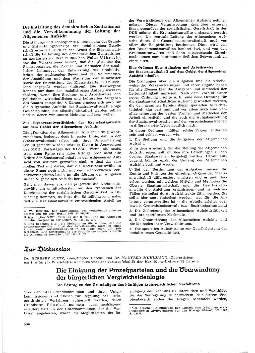 Neue Justiz (NJ), Zeitschrift für Recht und Rechtswissenschaft [Deutsche Demokratische Republik (DDR)], 16. Jahrgang 1962, Seite 536 (NJ DDR 1962, S. 536)