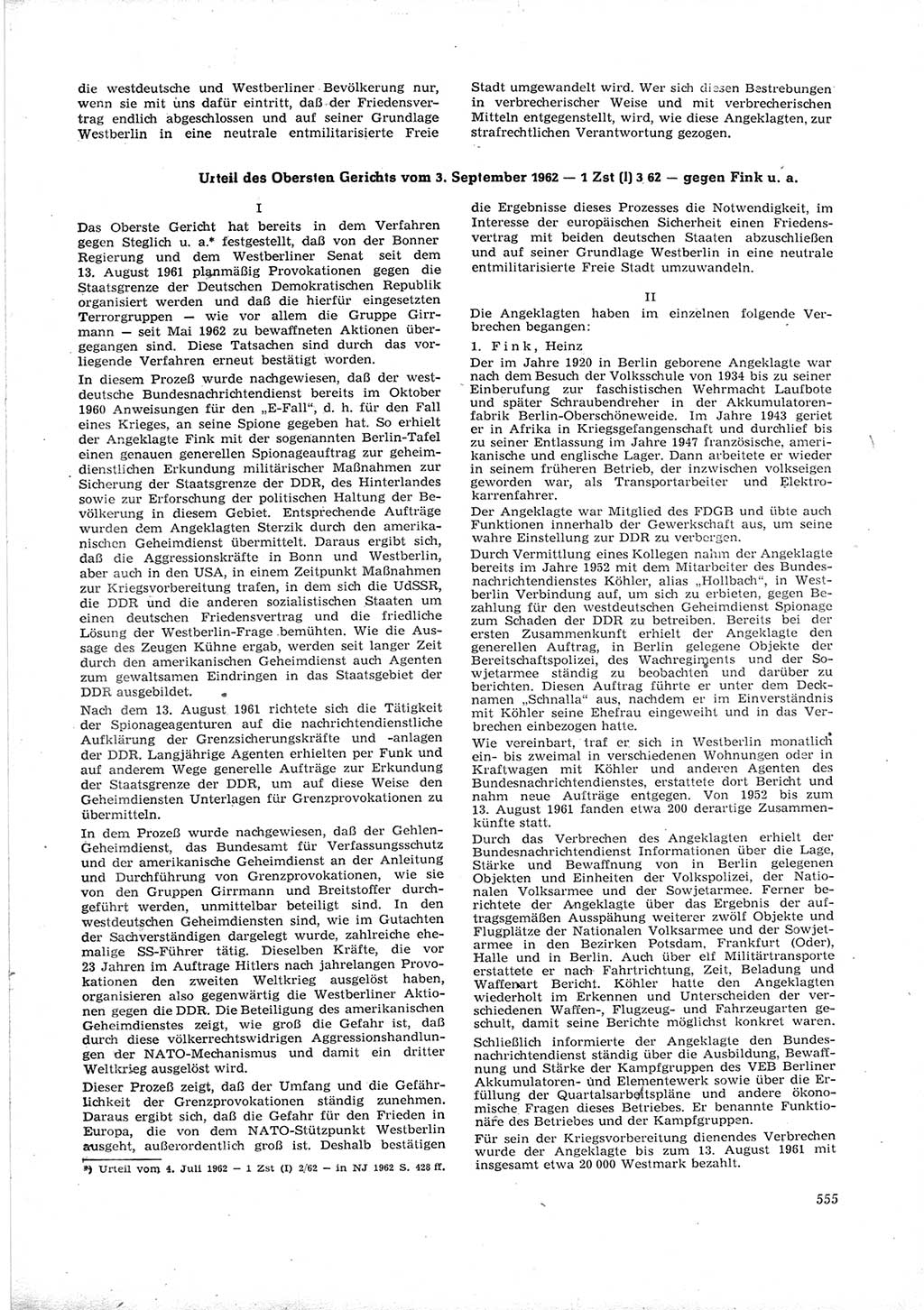 Neue Justiz (NJ), Zeitschrift für Recht und Rechtswissenschaft [Deutsche Demokratische Republik (DDR)], 16. Jahrgang 1962, Seite 555 (NJ DDR 1962, S. 555)