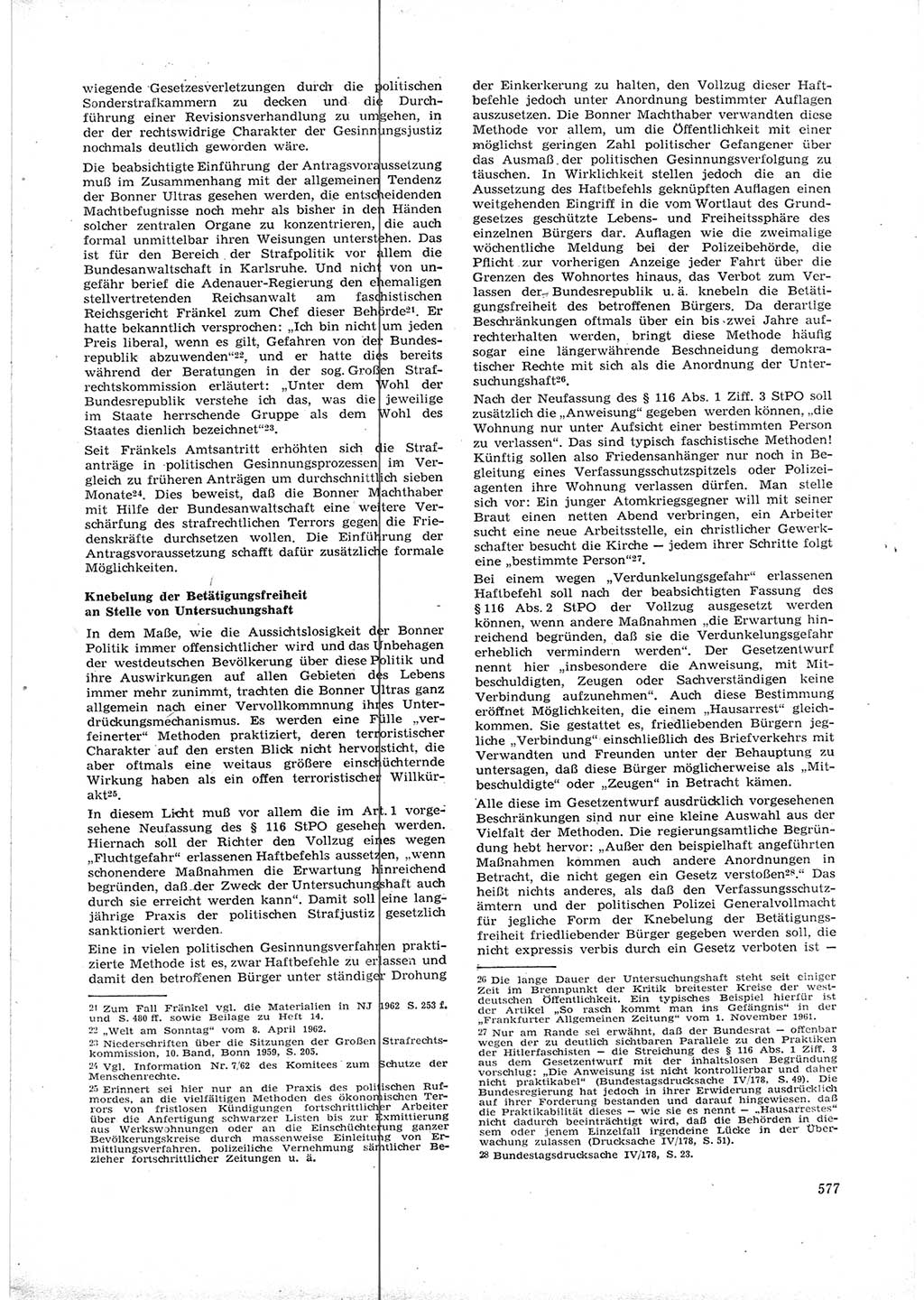 Neue Justiz (NJ), Zeitschrift für Recht und Rechtswissenschaft [Deutsche Demokratische Republik (DDR)], 16. Jahrgang 1962, Seite 577 (NJ DDR 1962, S. 577)