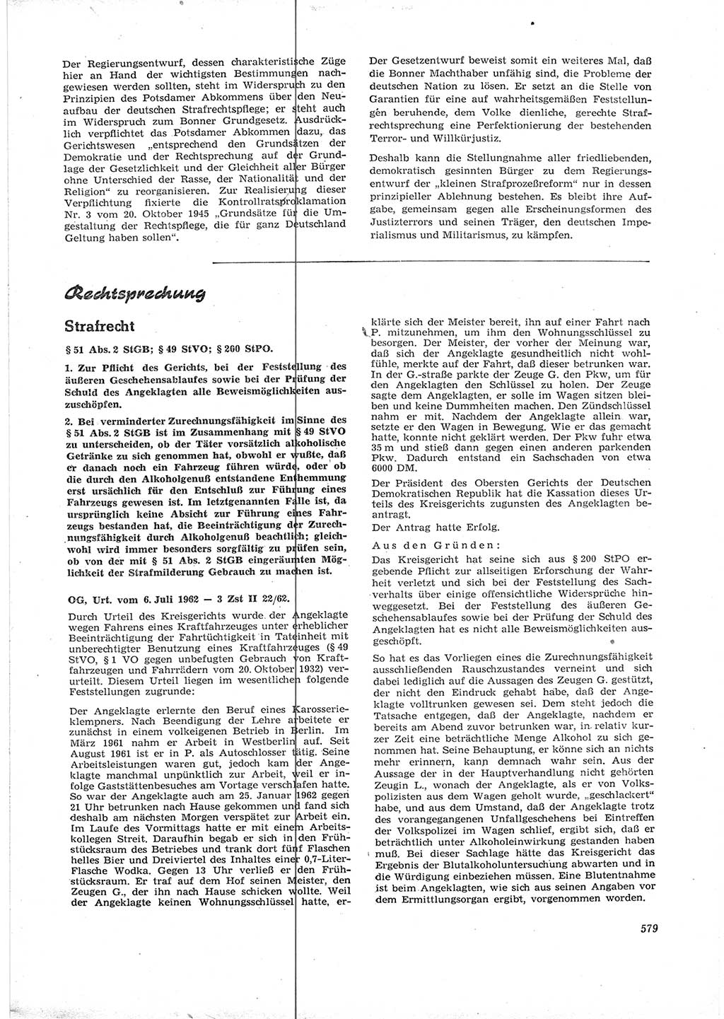 Neue Justiz (NJ), Zeitschrift für Recht und Rechtswissenschaft [Deutsche Demokratische Republik (DDR)], 16. Jahrgang 1962, Seite 579 (NJ DDR 1962, S. 579)