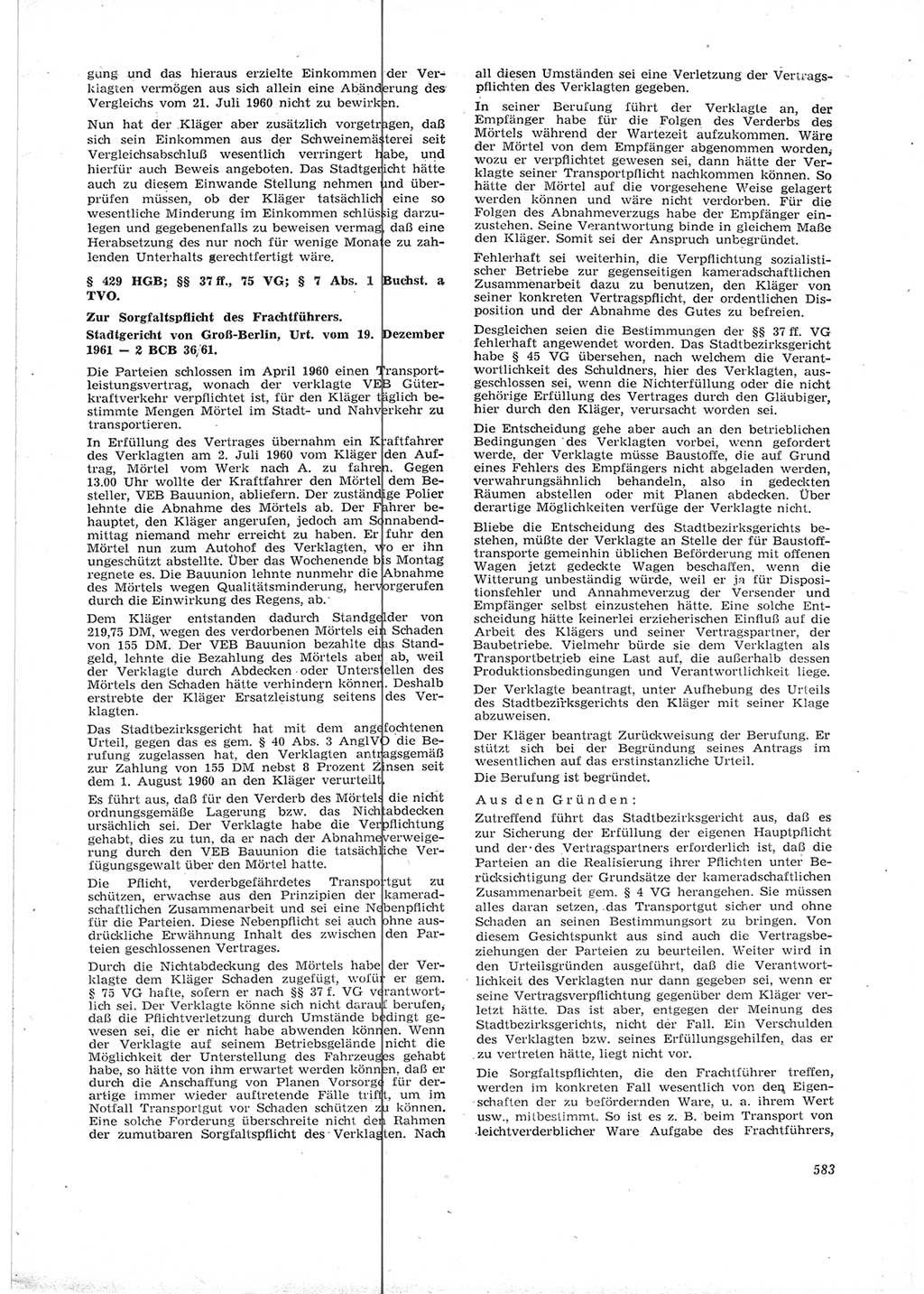 Neue Justiz (NJ), Zeitschrift für Recht und Rechtswissenschaft [Deutsche Demokratische Republik (DDR)], 16. Jahrgang 1962, Seite 583 (NJ DDR 1962, S. 583)
