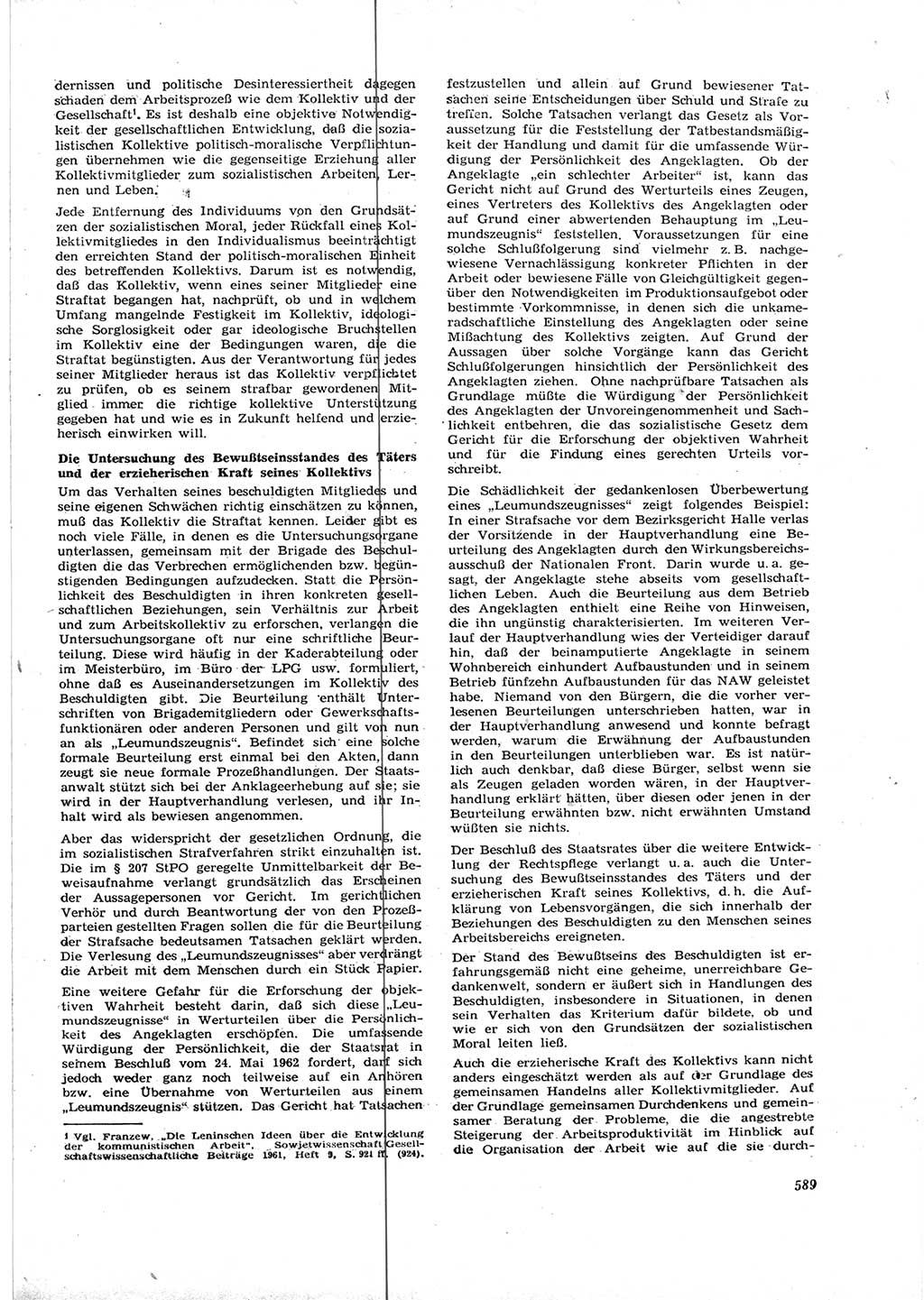 Neue Justiz (NJ), Zeitschrift für Recht und Rechtswissenschaft [Deutsche Demokratische Republik (DDR)], 16. Jahrgang 1962, Seite 589 (NJ DDR 1962, S. 589)