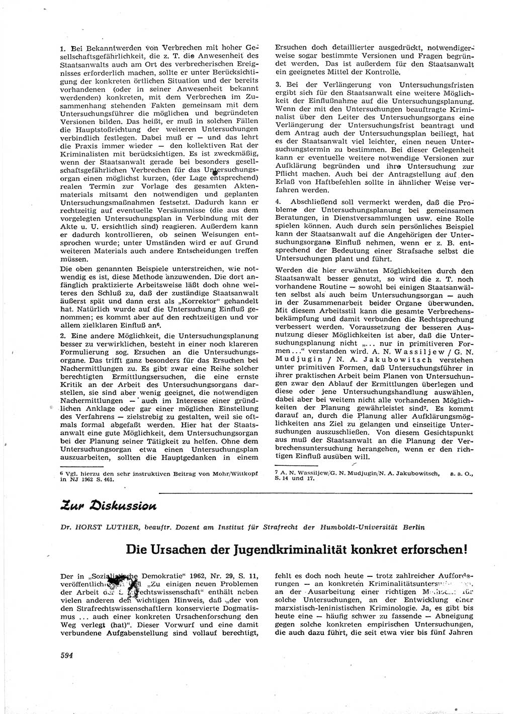 Neue Justiz (NJ), Zeitschrift für Recht und Rechtswissenschaft [Deutsche Demokratische Republik (DDR)], 16. Jahrgang 1962, Seite 594 (NJ DDR 1962, S. 594)