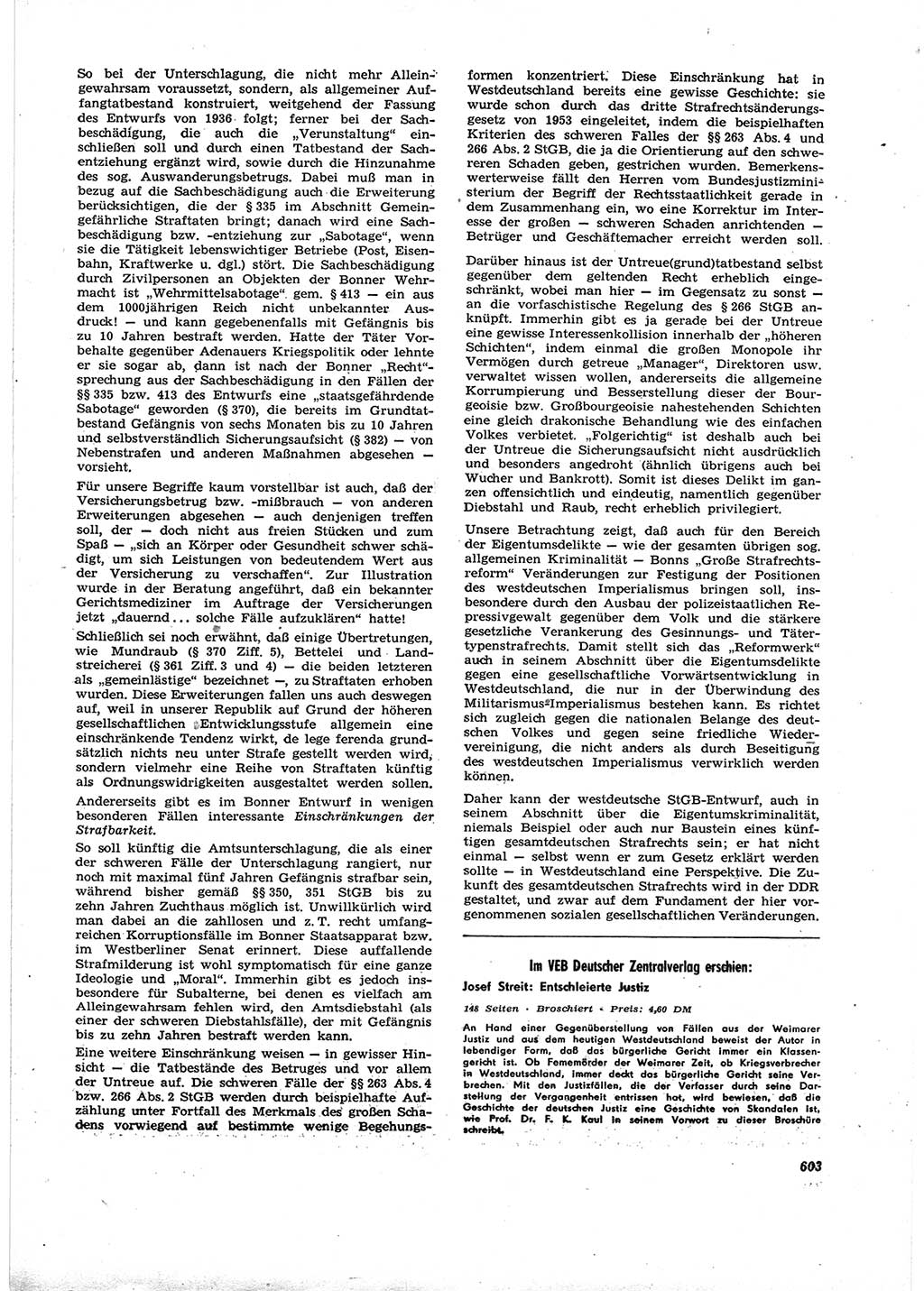 Neue Justiz (NJ), Zeitschrift für Recht und Rechtswissenschaft [Deutsche Demokratische Republik (DDR)], 16. Jahrgang 1962, Seite 603 (NJ DDR 1962, S. 603)