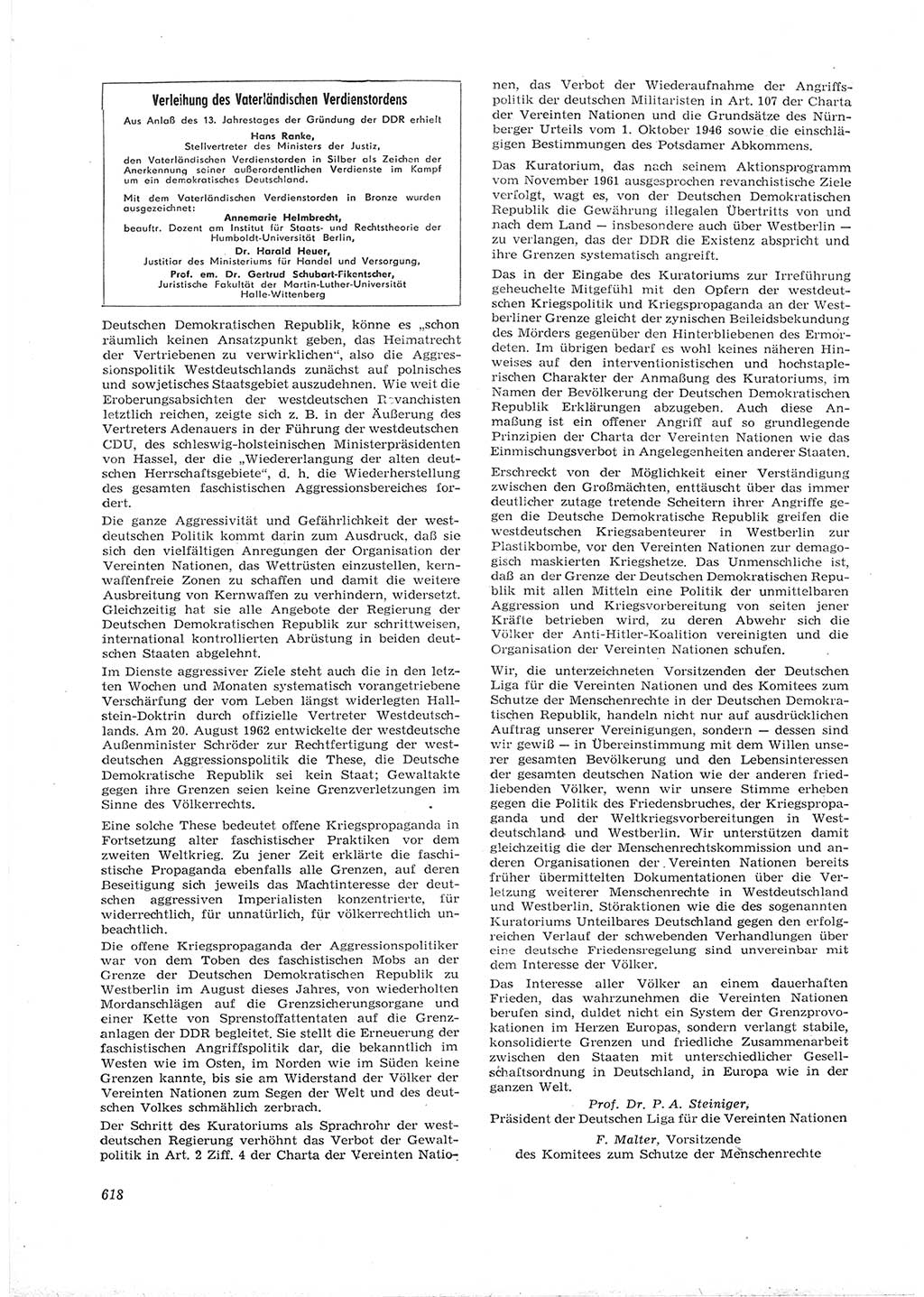 Neue Justiz (NJ), Zeitschrift für Recht und Rechtswissenschaft [Deutsche Demokratische Republik (DDR)], 16. Jahrgang 1962, Seite 618 (NJ DDR 1962, S. 618)