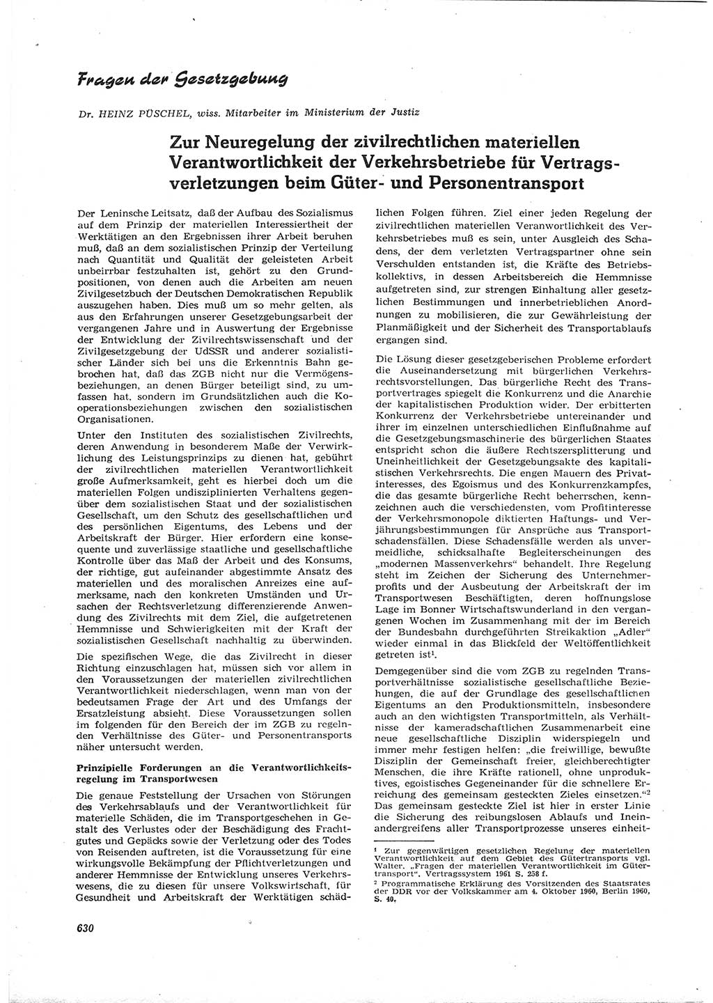 Neue Justiz (NJ), Zeitschrift für Recht und Rechtswissenschaft [Deutsche Demokratische Republik (DDR)], 16. Jahrgang 1962, Seite 630 (NJ DDR 1962, S. 630)