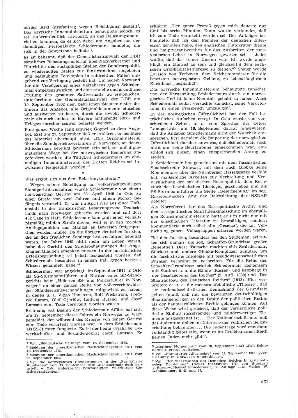 Neue Justiz (NJ), Zeitschrift für Recht und Rechtswissenschaft [Deutsche Demokratische Republik (DDR)], 16. Jahrgang 1962, Seite 637 (NJ DDR 1962, S. 637)