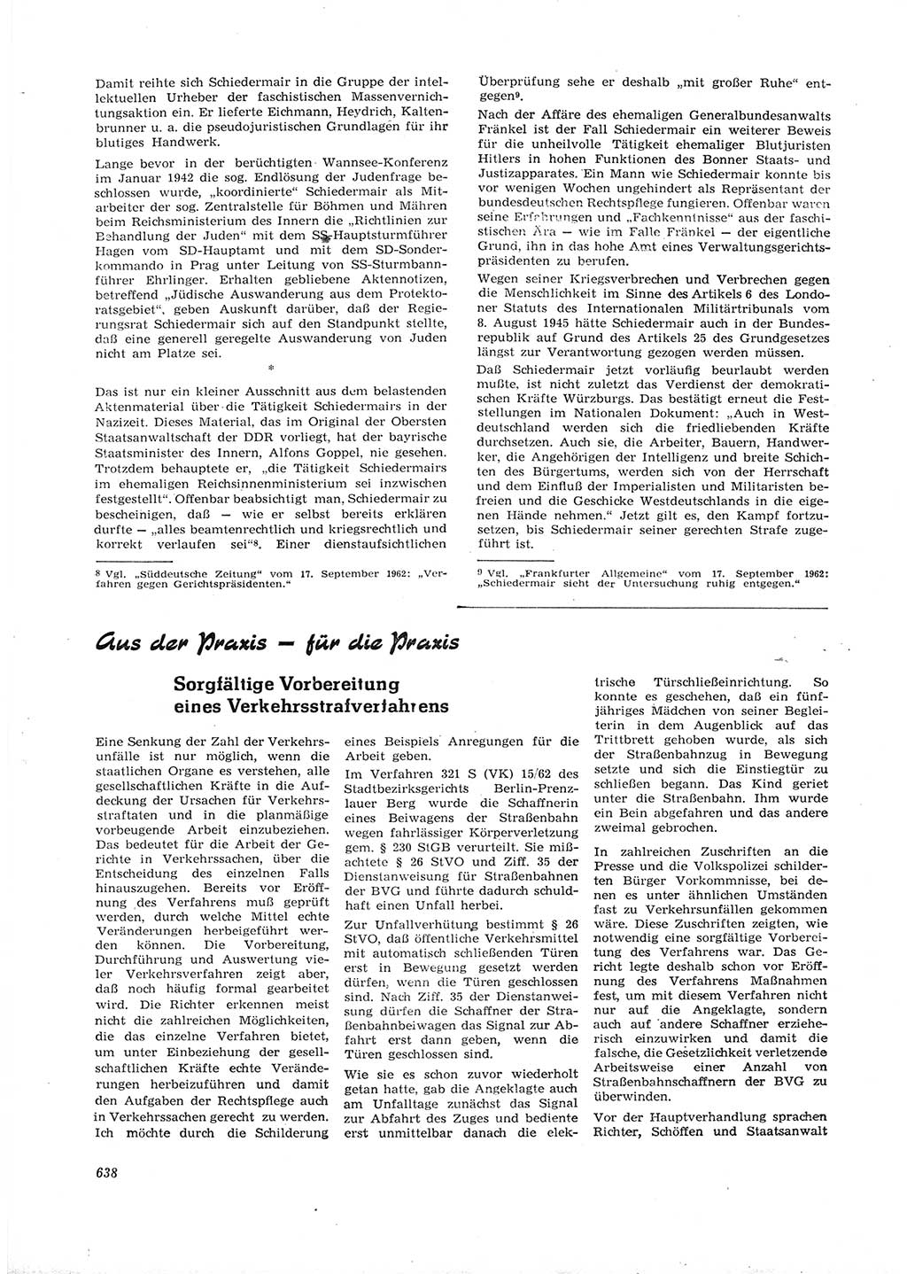 Neue Justiz (NJ), Zeitschrift für Recht und Rechtswissenschaft [Deutsche Demokratische Republik (DDR)], 16. Jahrgang 1962, Seite 638 (NJ DDR 1962, S. 638)