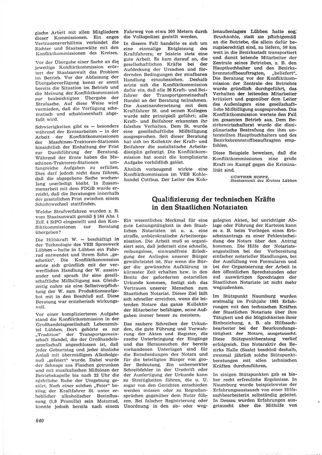 Neue Justiz (NJ), Zeitschrift für Recht und Rechtswissenschaft [Deutsche Demokratische Republik (DDR)], 16. Jahrgang 1962, Seite 640 (NJ DDR 1962, S. 640)