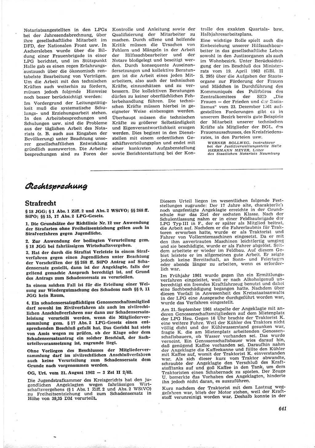 Neue Justiz (NJ), Zeitschrift für Recht und Rechtswissenschaft [Deutsche Demokratische Republik (DDR)], 16. Jahrgang 1962, Seite 641 (NJ DDR 1962, S. 641)