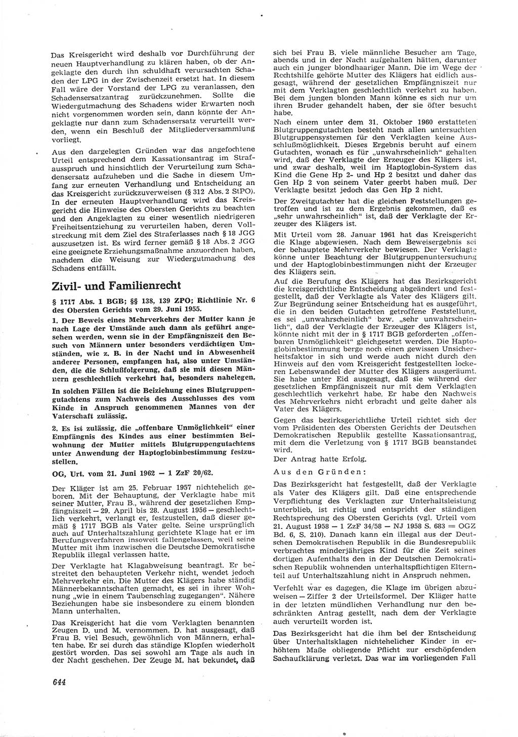 Neue Justiz (NJ), Zeitschrift für Recht und Rechtswissenschaft [Deutsche Demokratische Republik (DDR)], 16. Jahrgang 1962, Seite 644 (NJ DDR 1962, S. 644)