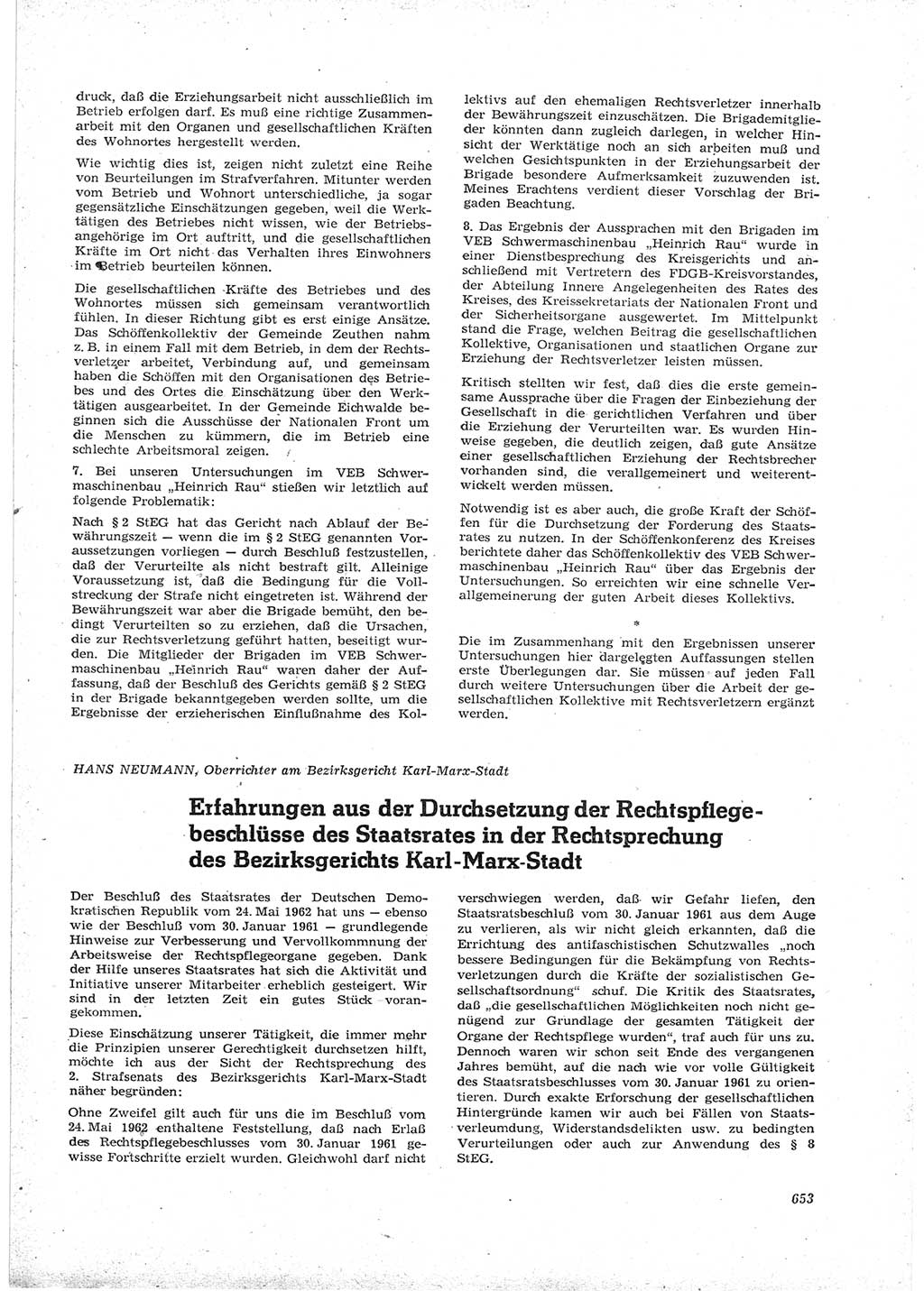 Neue Justiz (NJ), Zeitschrift für Recht und Rechtswissenschaft [Deutsche Demokratische Republik (DDR)], 16. Jahrgang 1962, Seite 653 (NJ DDR 1962, S. 653)