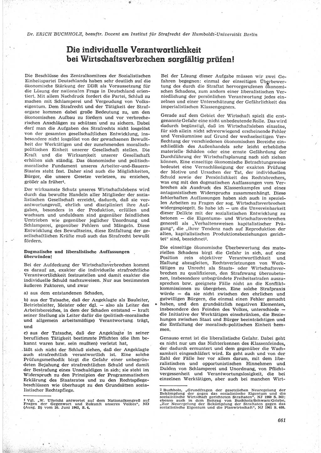 Neue Justiz (NJ), Zeitschrift für Recht und Rechtswissenschaft [Deutsche Demokratische Republik (DDR)], 16. Jahrgang 1962, Seite 661 (NJ DDR 1962, S. 661)