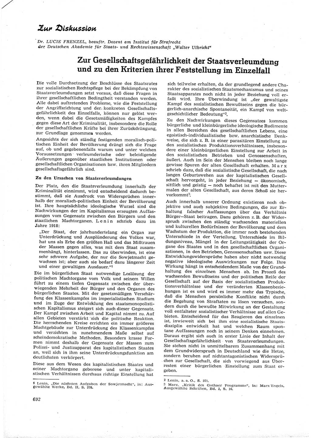 Neue Justiz (NJ), Zeitschrift für Recht und Rechtswissenschaft [Deutsche Demokratische Republik (DDR)], 16. Jahrgang 1962, Seite 692 (NJ DDR 1962, S. 692)