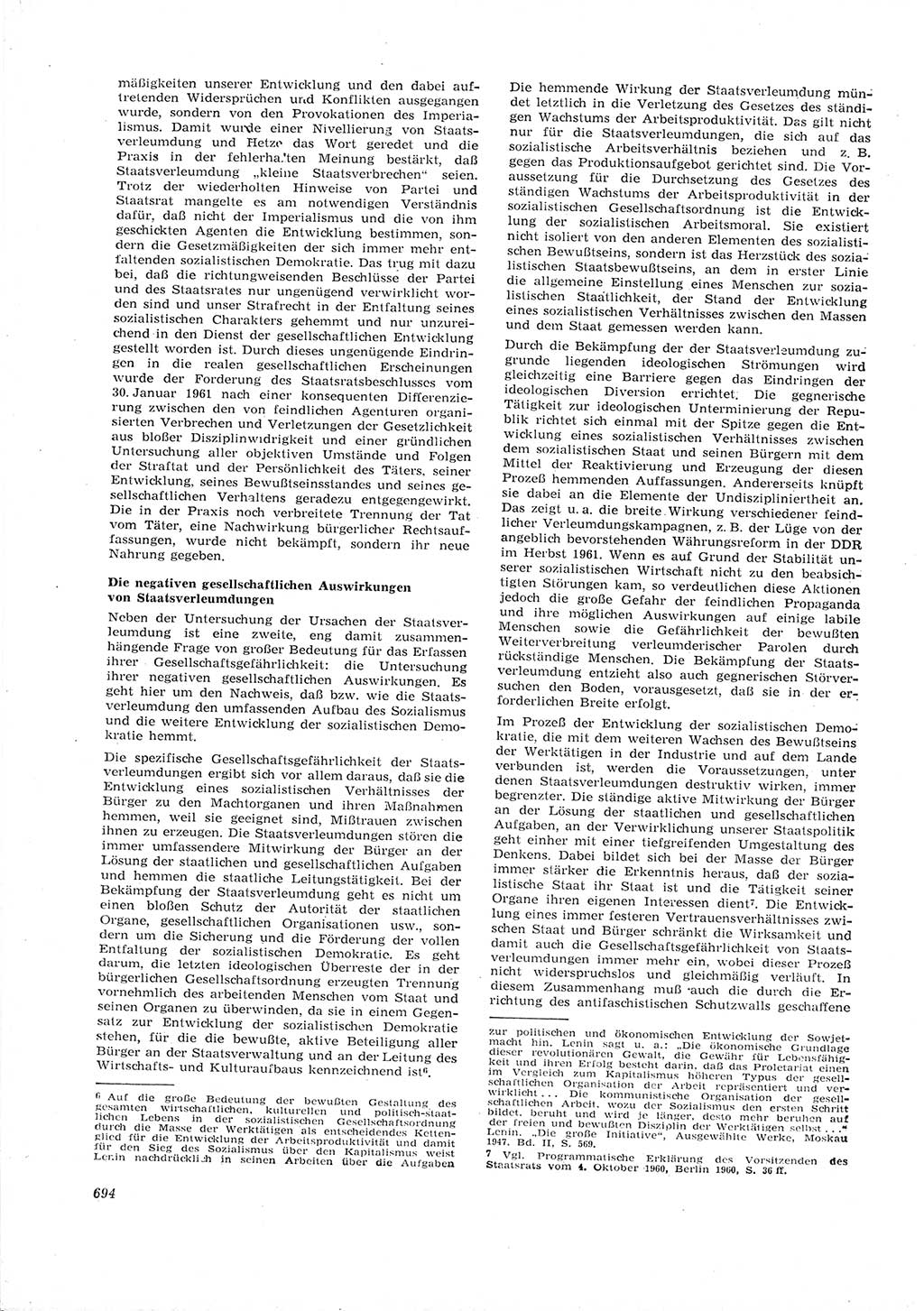 Neue Justiz (NJ), Zeitschrift für Recht und Rechtswissenschaft [Deutsche Demokratische Republik (DDR)], 16. Jahrgang 1962, Seite 694 (NJ DDR 1962, S. 694)