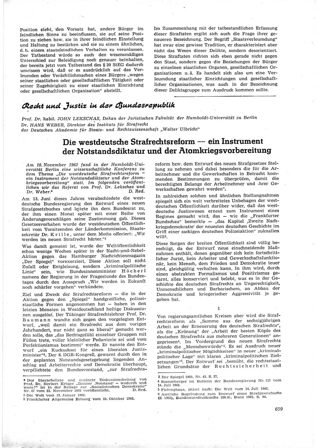 Neue Justiz (NJ), Zeitschrift für Recht und Rechtswissenschaft [Deutsche Demokratische Republik (DDR)], 16. Jahrgang 1962, Seite 699 (NJ DDR 1962, S. 699)