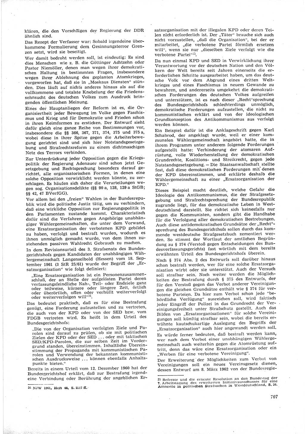 Neue Justiz (NJ), Zeitschrift für Recht und Rechtswissenschaft [Deutsche Demokratische Republik (DDR)], 16. Jahrgang 1962, Seite 707 (NJ DDR 1962, S. 707)