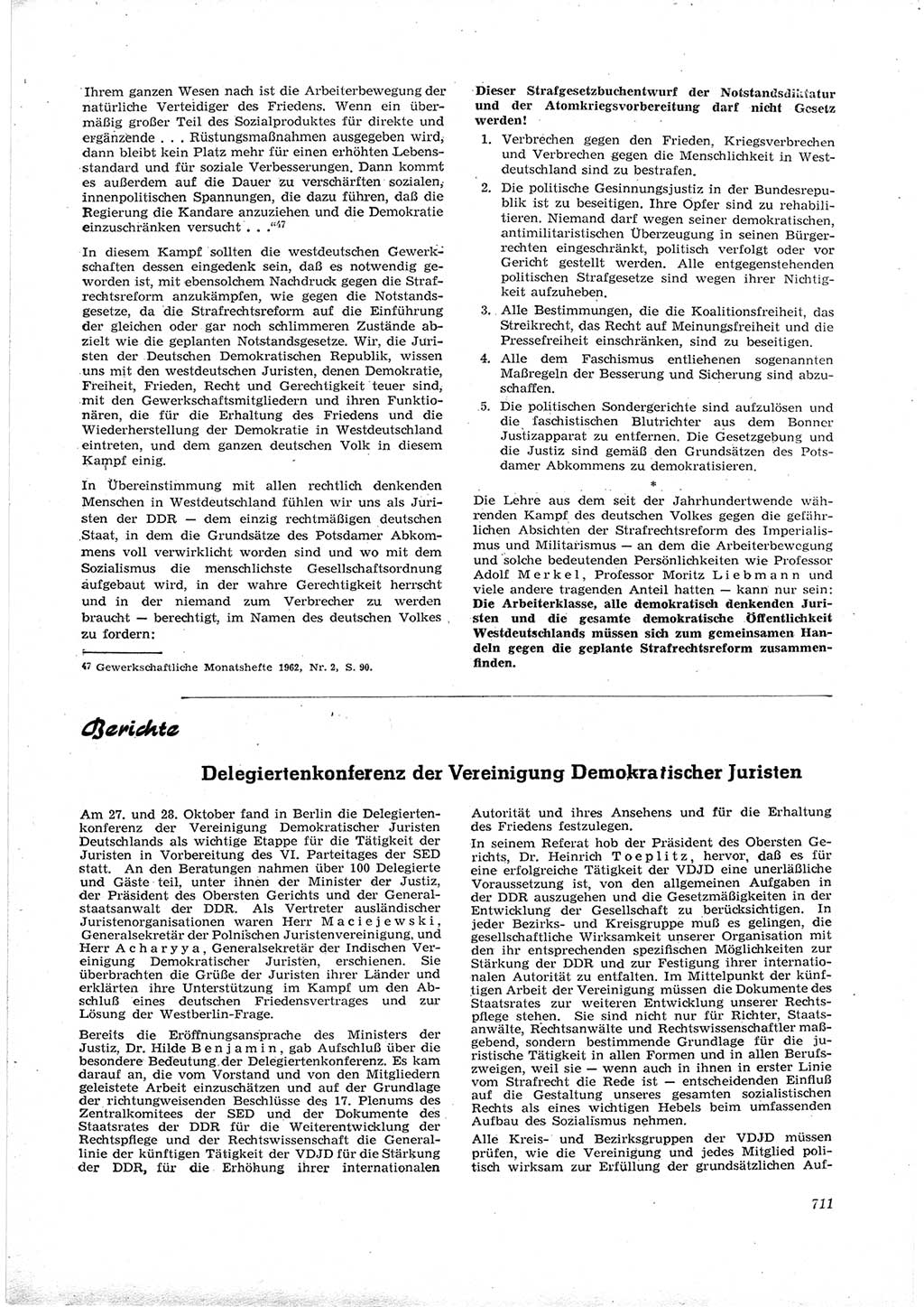 Neue Justiz (NJ), Zeitschrift für Recht und Rechtswissenschaft [Deutsche Demokratische Republik (DDR)], 16. Jahrgang 1962, Seite 711 (NJ DDR 1962, S. 711)