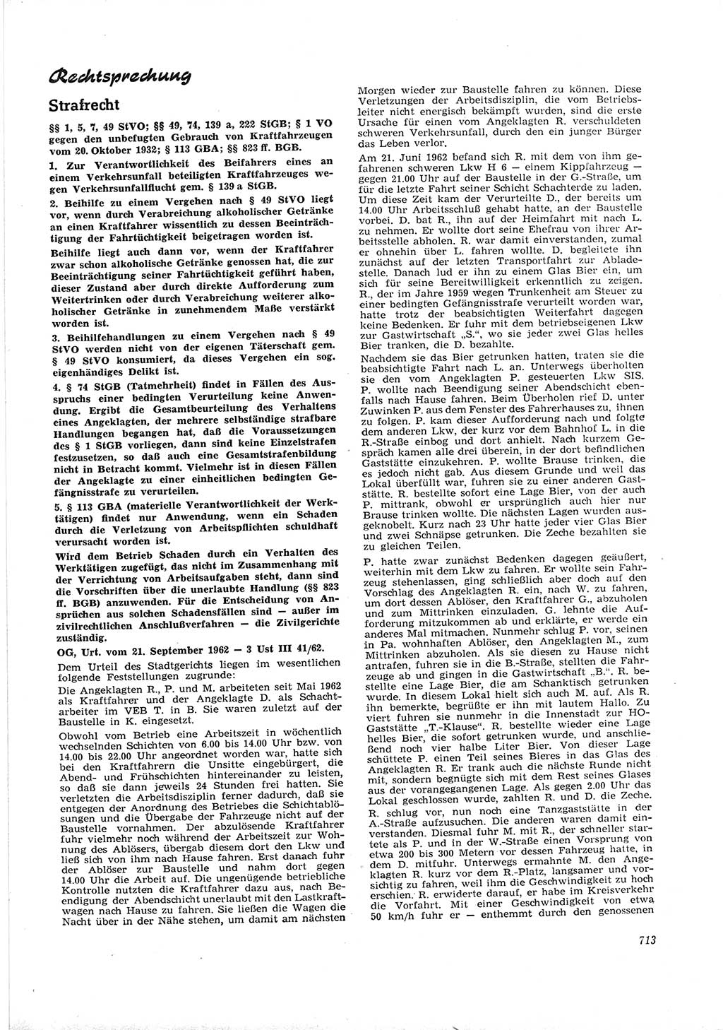 Neue Justiz (NJ), Zeitschrift für Recht und Rechtswissenschaft [Deutsche Demokratische Republik (DDR)], 16. Jahrgang 1962, Seite 713 (NJ DDR 1962, S. 713)