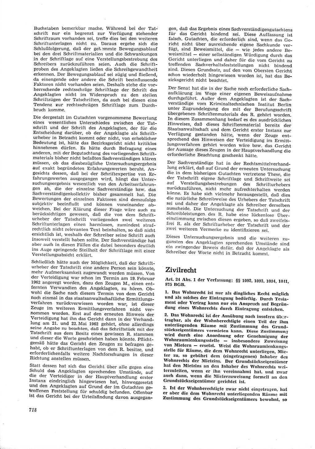 Neue Justiz (NJ), Zeitschrift für Recht und Rechtswissenschaft [Deutsche Demokratische Republik (DDR)], 16. Jahrgang 1962, Seite 718 (NJ DDR 1962, S. 718)