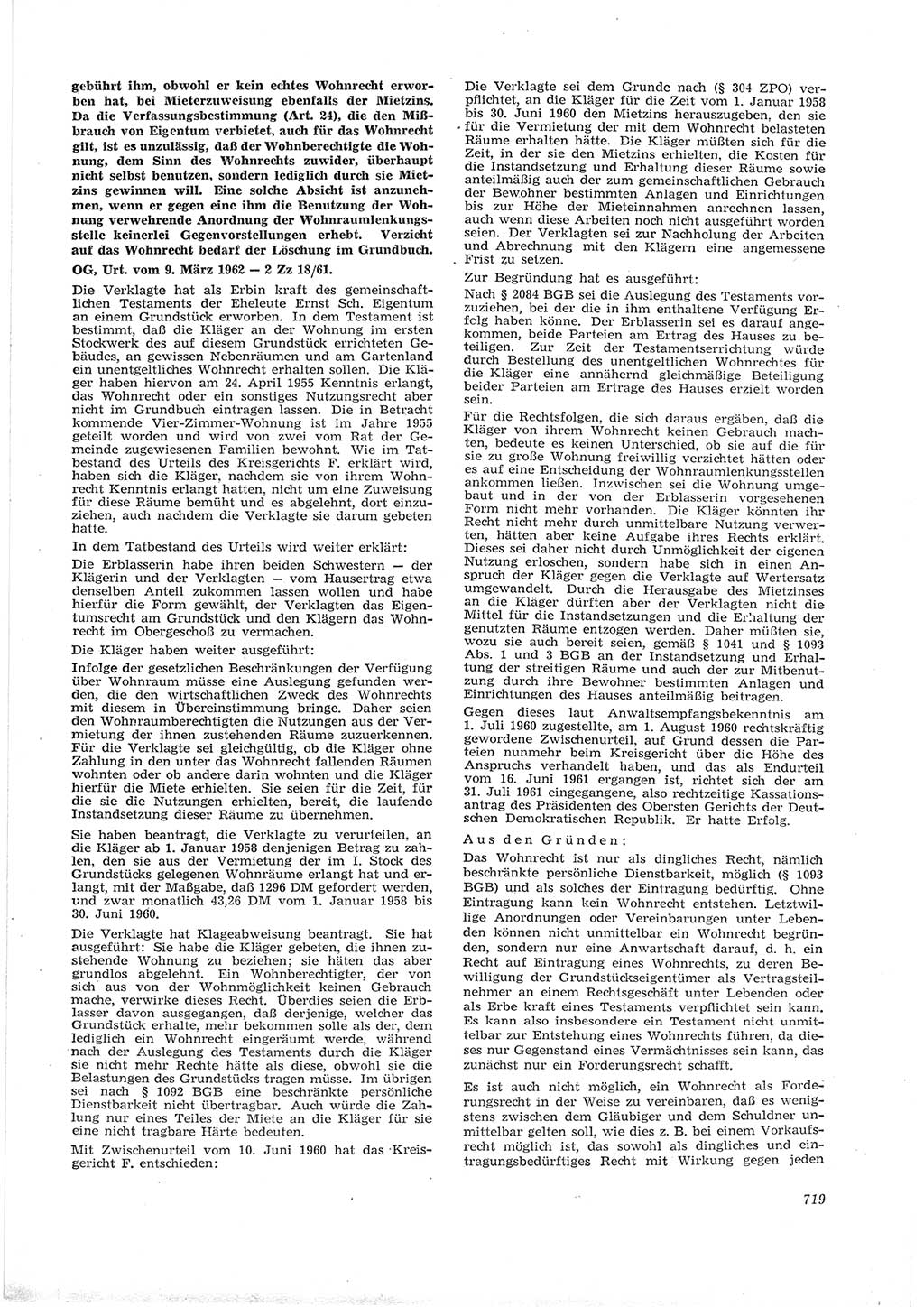 Neue Justiz (NJ), Zeitschrift für Recht und Rechtswissenschaft [Deutsche Demokratische Republik (DDR)], 16. Jahrgang 1962, Seite 719 (NJ DDR 1962, S. 719)