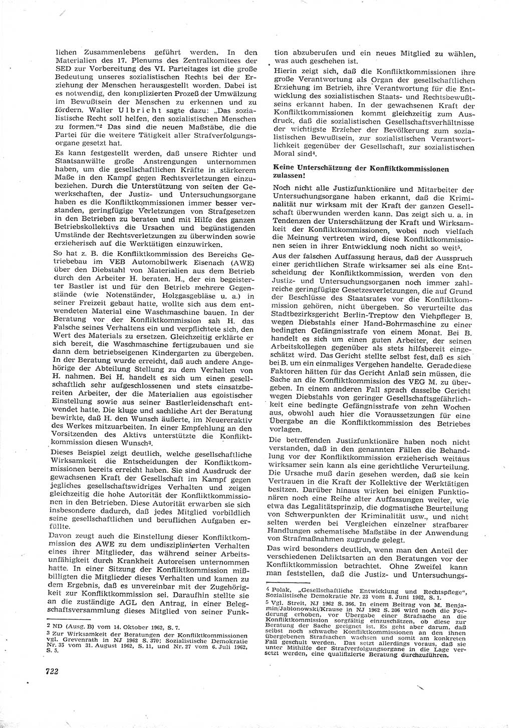 Neue Justiz (NJ), Zeitschrift für Recht und Rechtswissenschaft [Deutsche Demokratische Republik (DDR)], 16. Jahrgang 1962, Seite 722 (NJ DDR 1962, S. 722)