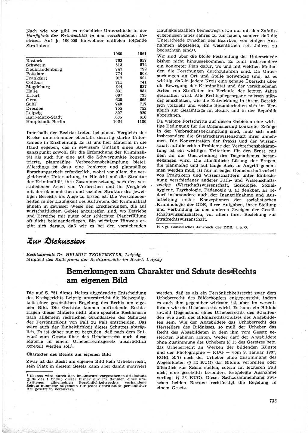 Neue Justiz (NJ), Zeitschrift für Recht und Rechtswissenschaft [Deutsche Demokratische Republik (DDR)], 16. Jahrgang 1962, Seite 733 (NJ DDR 1962, S. 733)