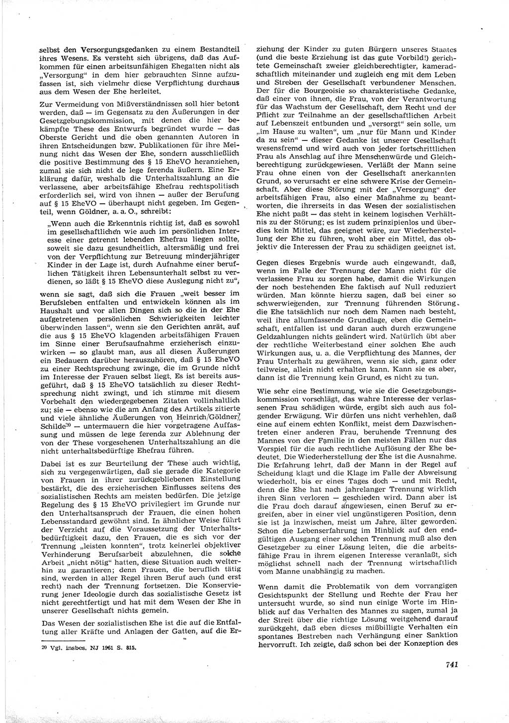 Neue Justiz (NJ), Zeitschrift für Recht und Rechtswissenschaft [Deutsche Demokratische Republik (DDR)], 16. Jahrgang 1962, Seite 741 (NJ DDR 1962, S. 741)