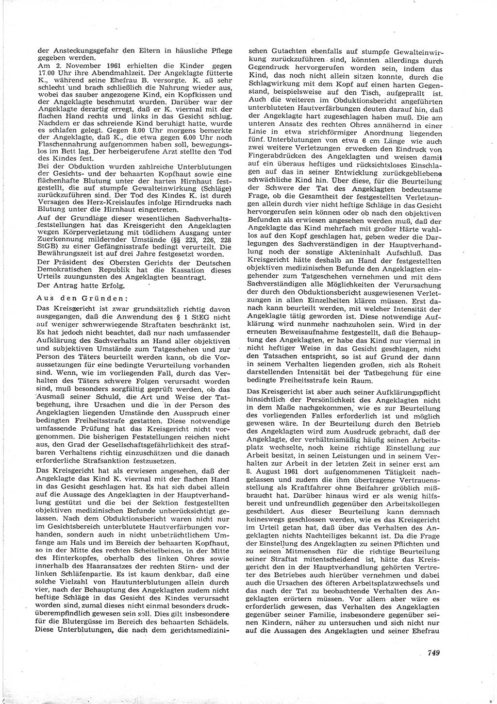 Neue Justiz (NJ), Zeitschrift für Recht und Rechtswissenschaft [Deutsche Demokratische Republik (DDR)], 16. Jahrgang 1962, Seite 749 (NJ DDR 1962, S. 749)