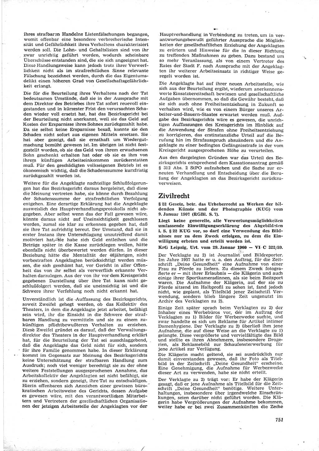 Neue Justiz (NJ), Zeitschrift für Recht und Rechtswissenschaft [Deutsche Demokratische Republik (DDR)], 16. Jahrgang 1962, Seite 751 (NJ DDR 1962, S. 751)