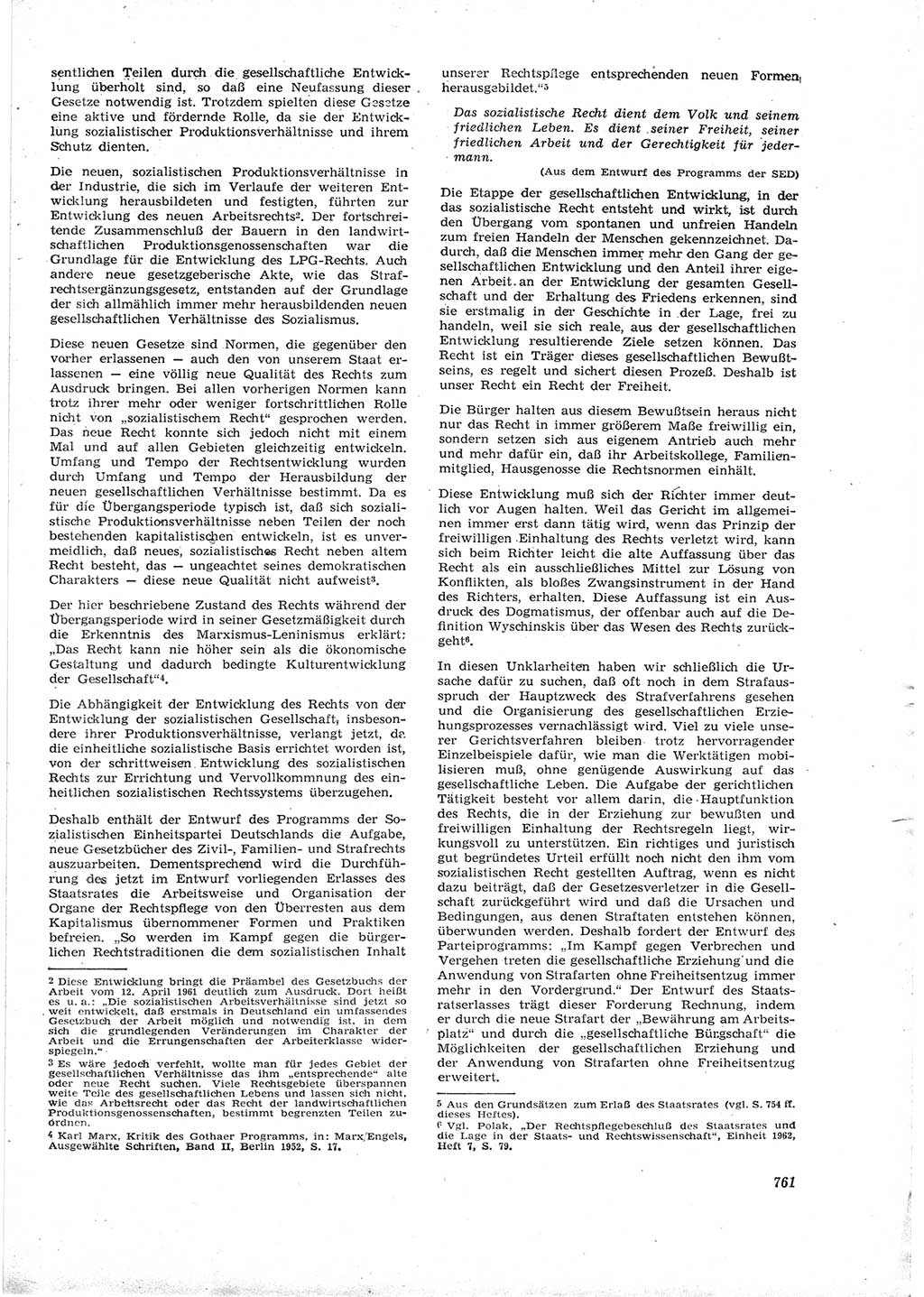 Neue Justiz (NJ), Zeitschrift für Recht und Rechtswissenschaft [Deutsche Demokratische Republik (DDR)], 16. Jahrgang 1962, Seite 761 (NJ DDR 1962, S. 761)