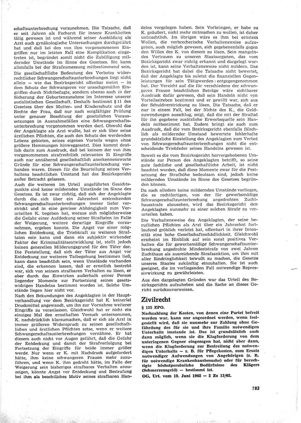 Neue Justiz (NJ), Zeitschrift für Recht und Rechtswissenschaft [Deutsche Demokratische Republik (DDR)], 16. Jahrgang 1962, Seite 783 (NJ DDR 1962, S. 783)