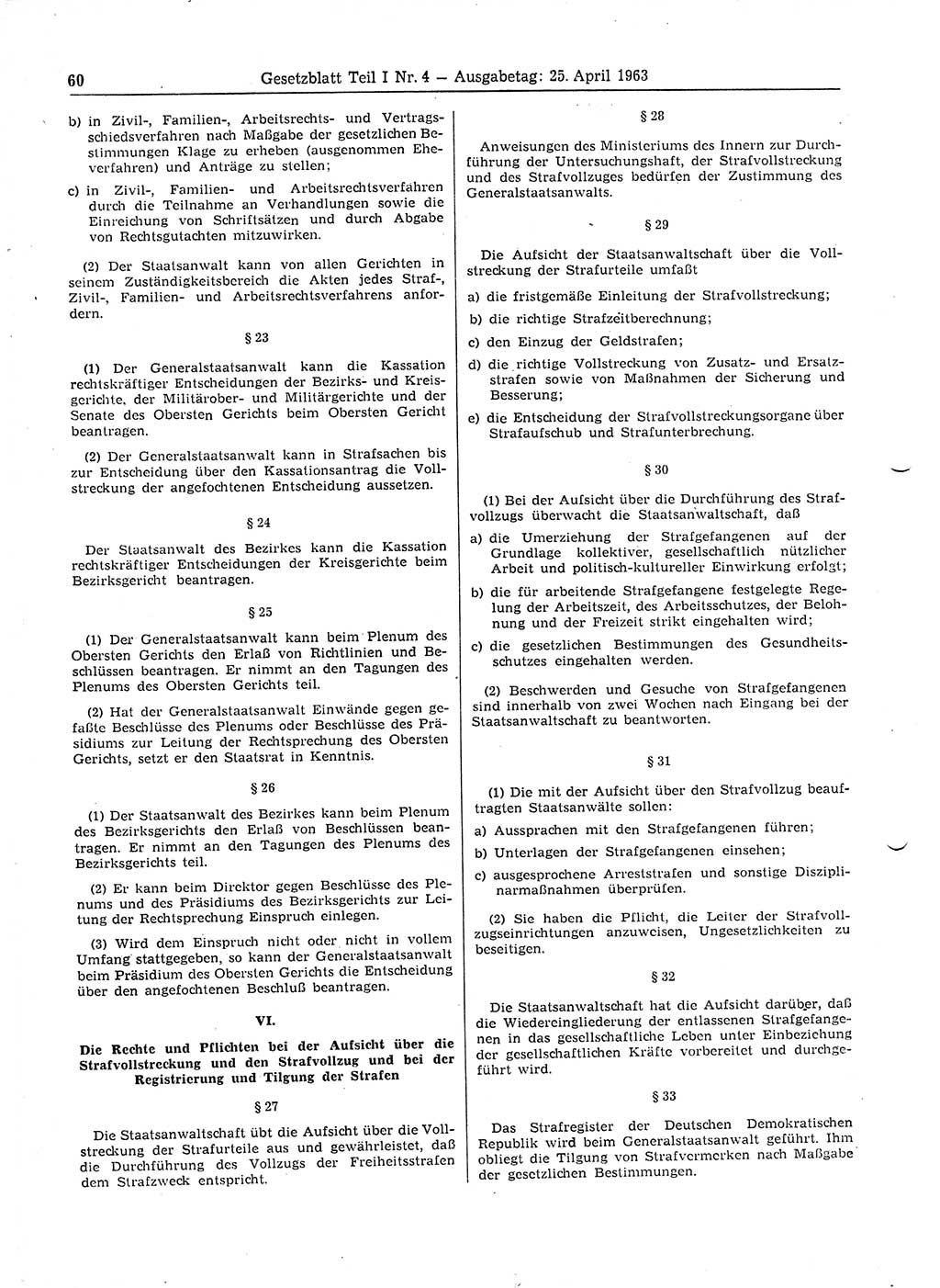 Gesetzblatt (GBl.) der Deutschen Demokratischen Republik (DDR) Teil Ⅰ 1963, Seite 60 (GBl. DDR Ⅰ 1963, S. 60)