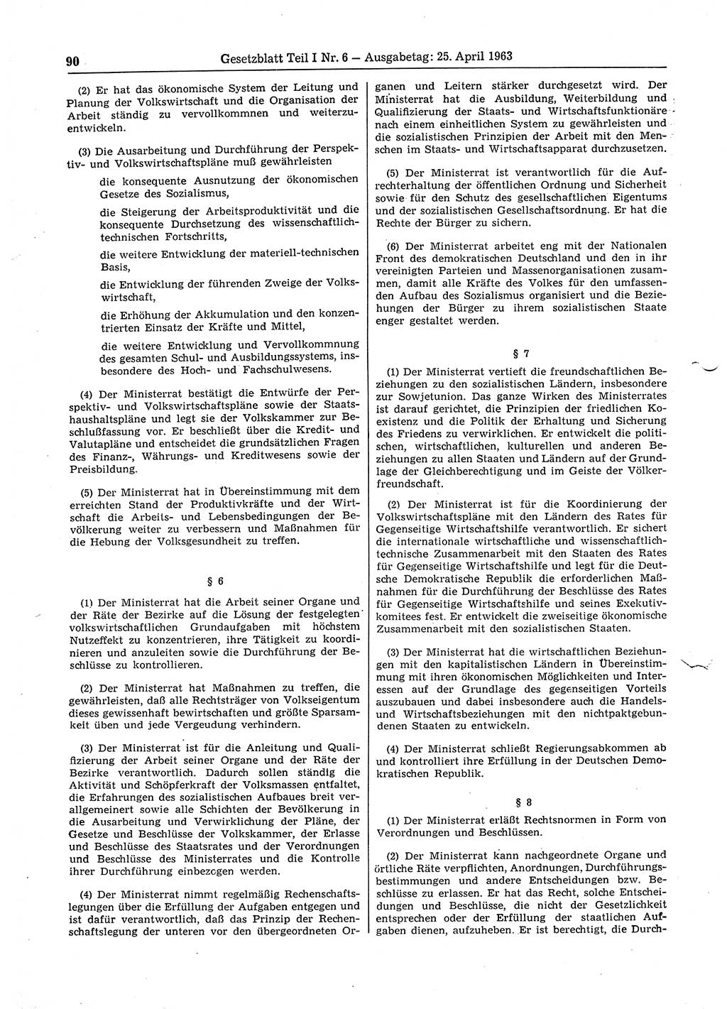 Gesetzblatt (GBl.) der Deutschen Demokratischen Republik (DDR) Teil Ⅰ 1963, Seite 90 (GBl. DDR Ⅰ 1963, S. 90)