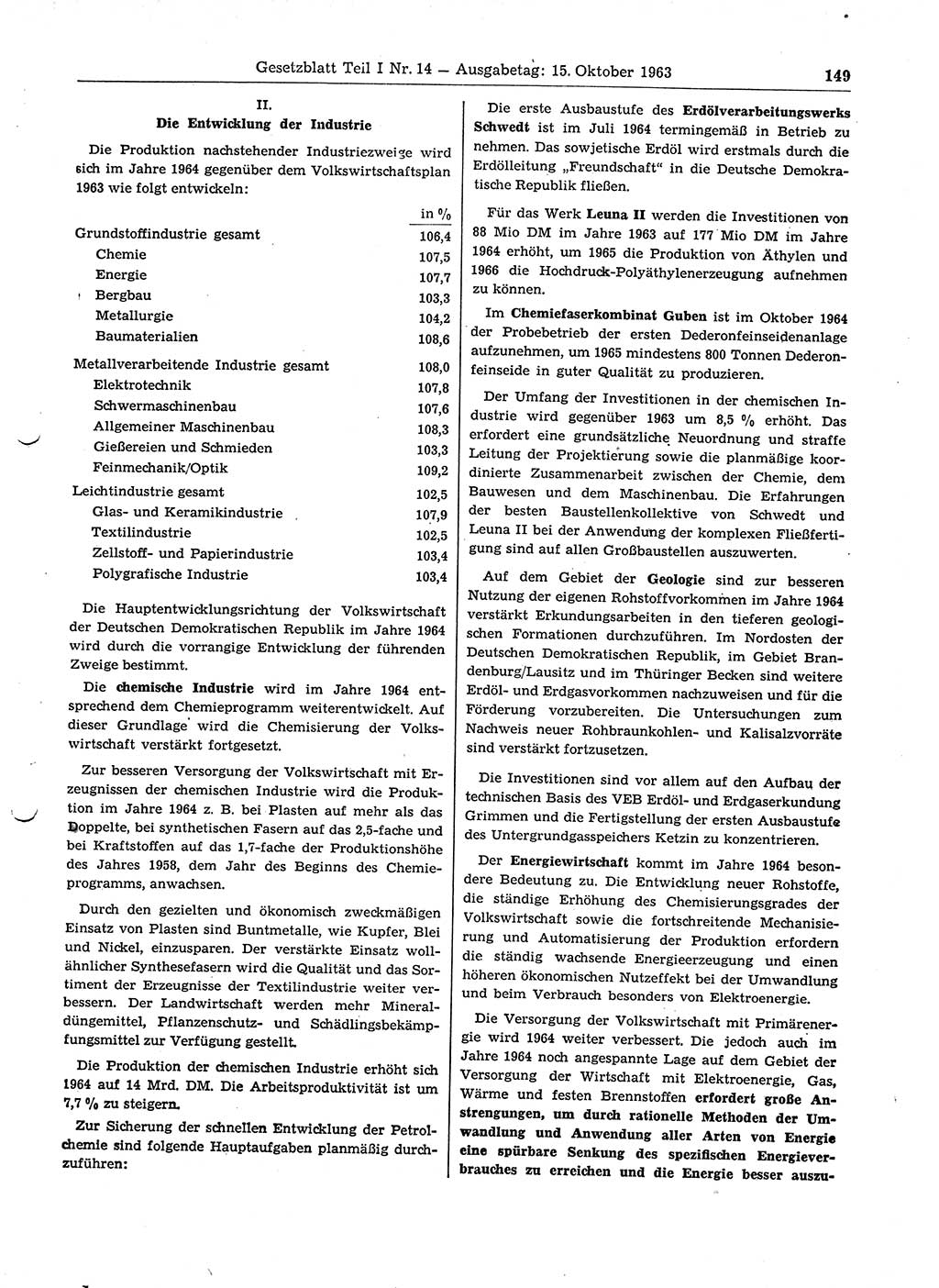 Gesetzblatt (GBl.) der Deutschen Demokratischen Republik (DDR) Teil Ⅰ 1963, Seite 149 (GBl. DDR Ⅰ 1963, S. 149)