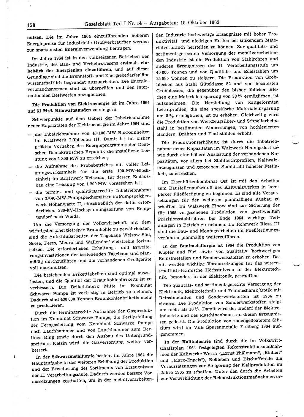Gesetzblatt (GBl.) der Deutschen Demokratischen Republik (DDR) Teil Ⅰ 1963, Seite 150 (GBl. DDR Ⅰ 1963, S. 150)