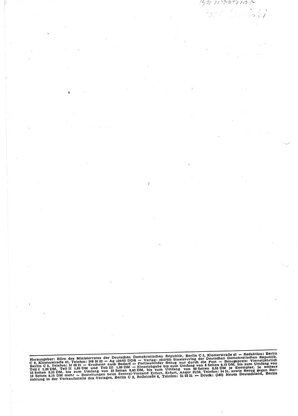 Gesetzblatt (GBl.) der Deutschen Demokratischen Republik (DDR) Teil Ⅰ 1963, Seite 168 (GBl. DDR Ⅰ 1963, S. 168)