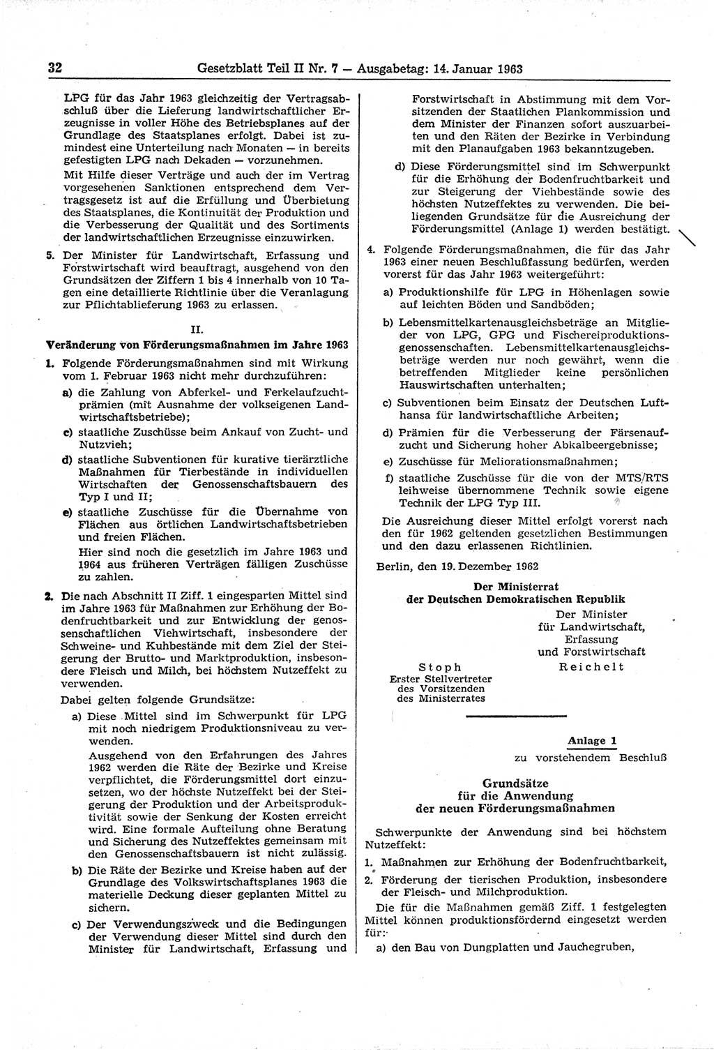 Gesetzblatt (GBl.) der Deutschen Demokratischen Republik (DDR) Teil ⅠⅠ 1963, Seite 32 (GBl. DDR ⅠⅠ 1963, S. 32)