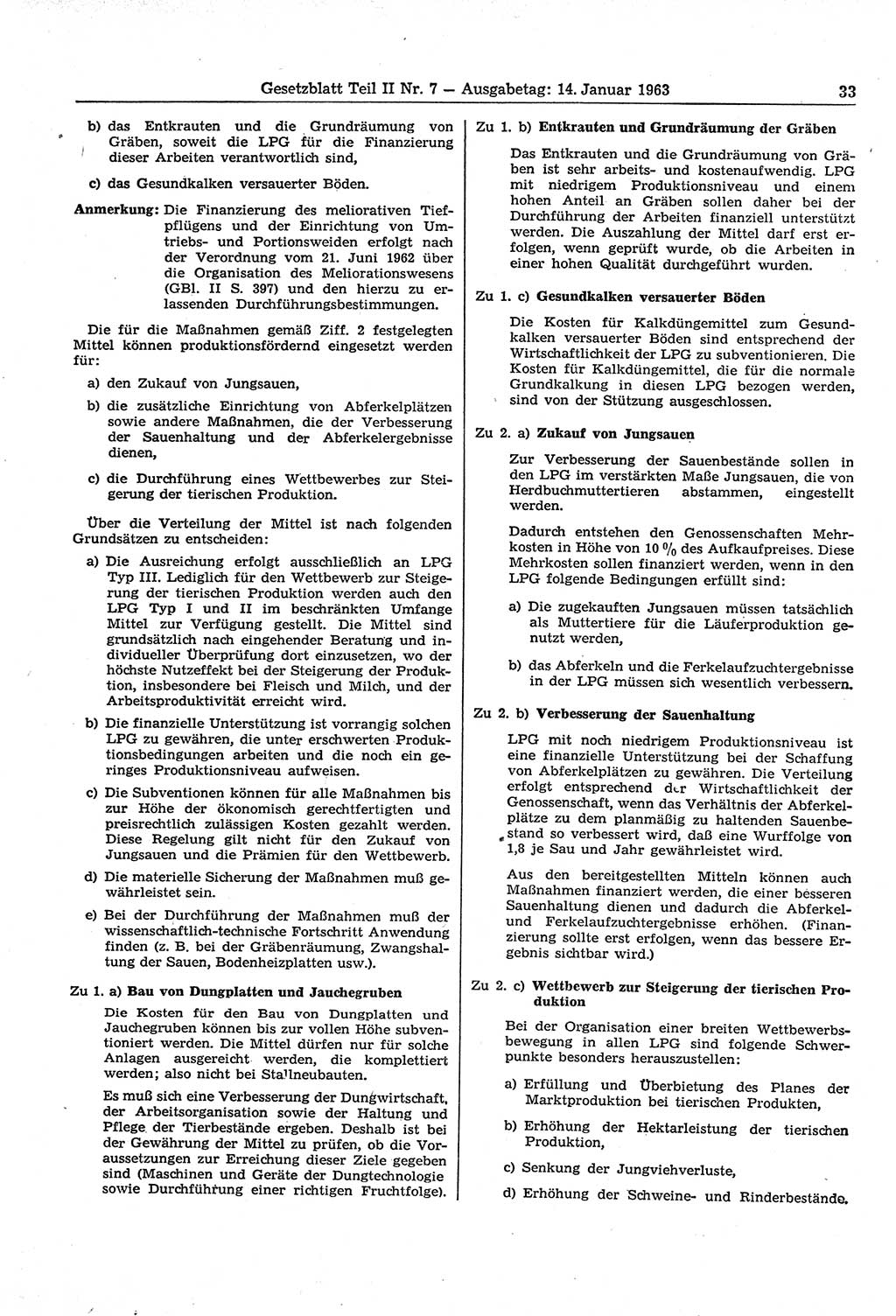 Gesetzblatt (GBl.) der Deutschen Demokratischen Republik (DDR) Teil ⅠⅠ 1963, Seite 33 (GBl. DDR ⅠⅠ 1963, S. 33)